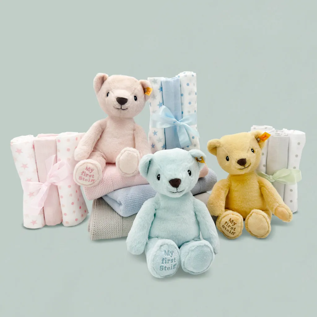 My First Steiff Muslins And Blanket New Baby Gift Set, Neutral