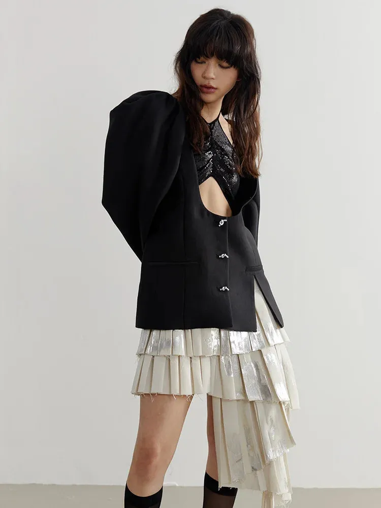 Nandy Puff Sleeve Cut-Out Coat