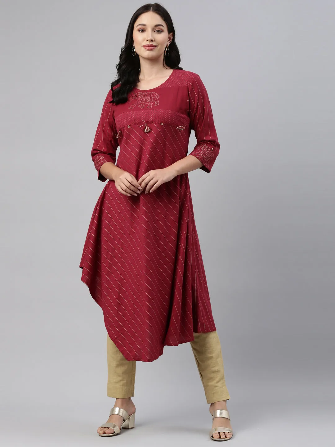 Neeru's Maroon Color Rayon Fabric Tunic