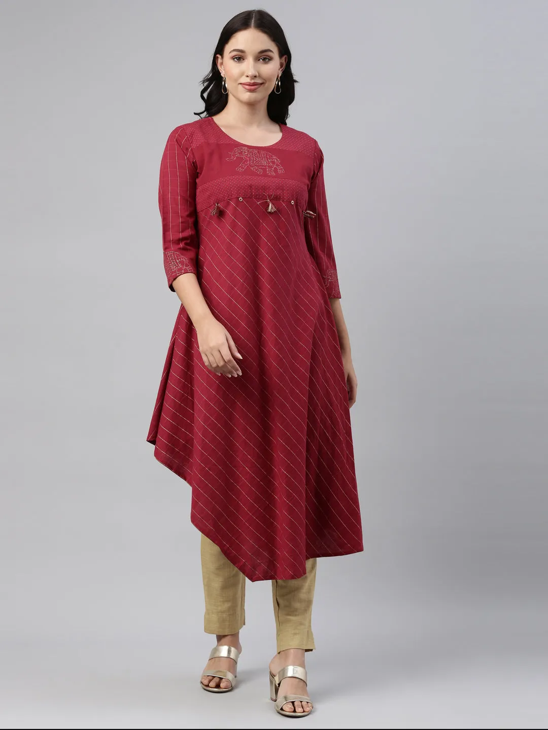 Neeru's Maroon Color Rayon Fabric Tunic