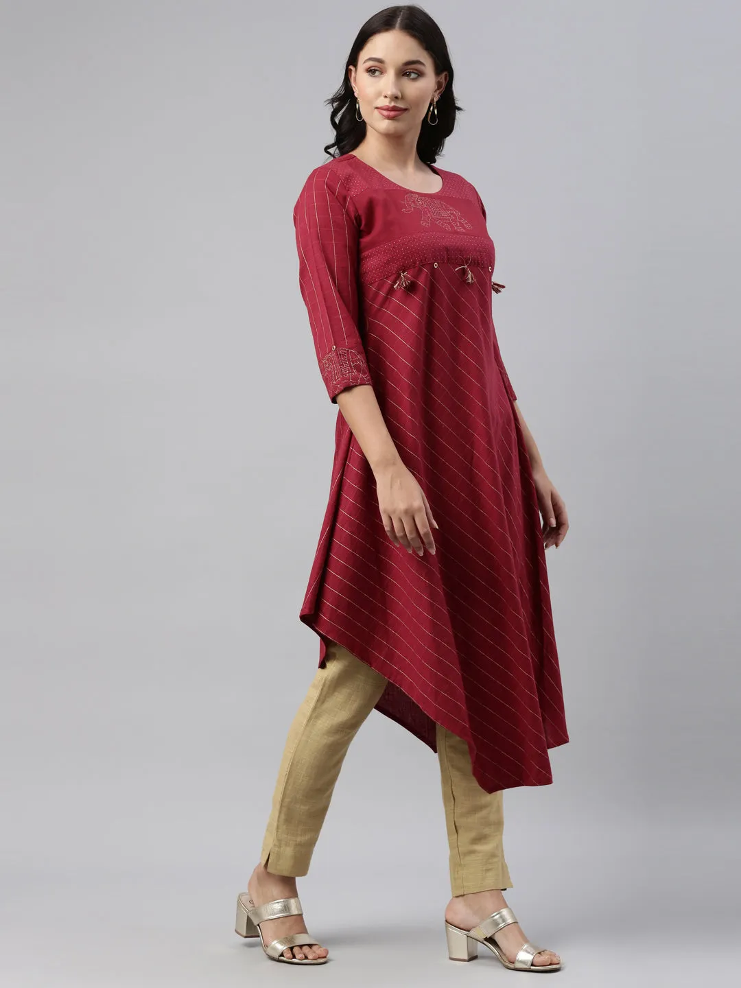 Neeru's Maroon Color Rayon Fabric Tunic