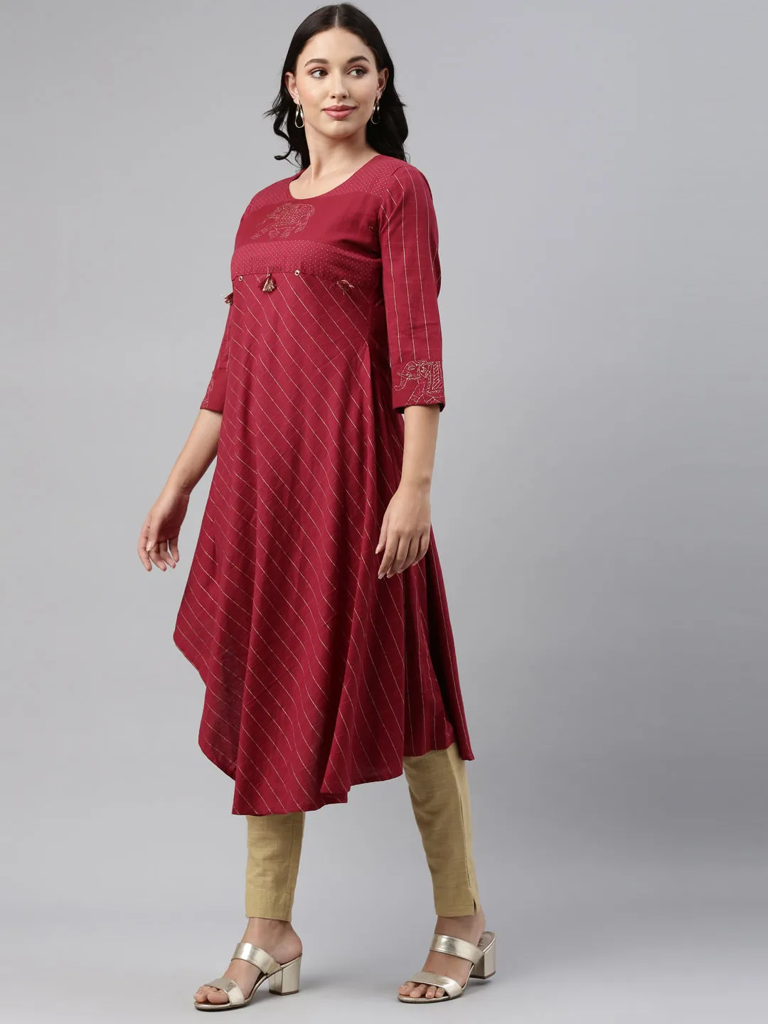 Neeru's Maroon Color Rayon Fabric Tunic