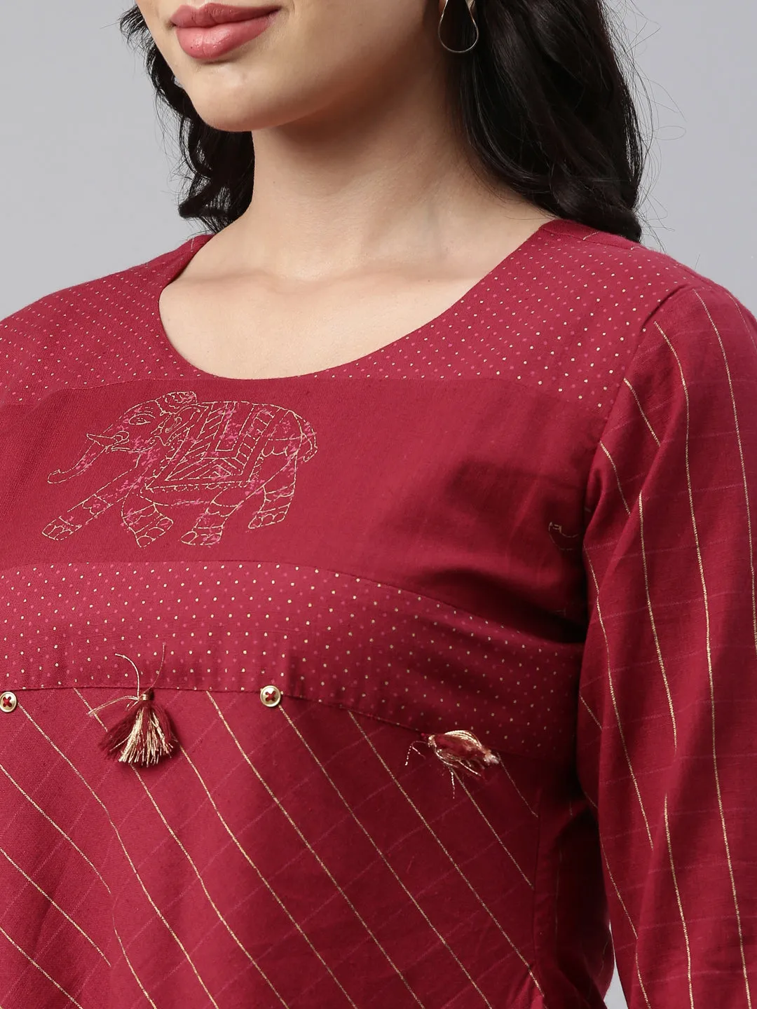 Neeru's Maroon Color Rayon Fabric Tunic