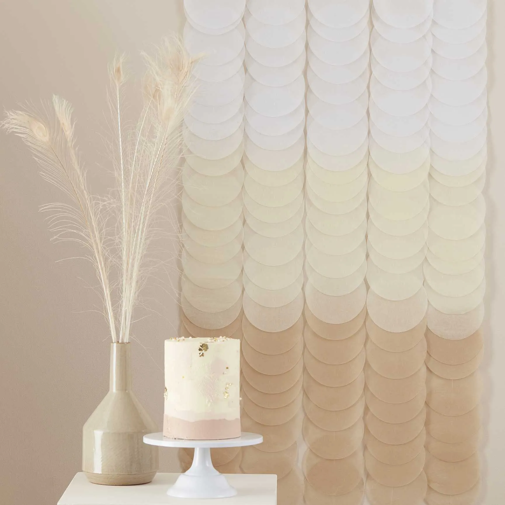 Neutral Ombre Tissue Paper Disc Party Backdrop