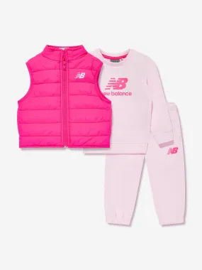 New Balance Girls Tracksuit and Gilet Set in Pink