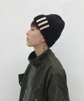 New Black Striped Warm Men Knit Bonnie Hat RJ022