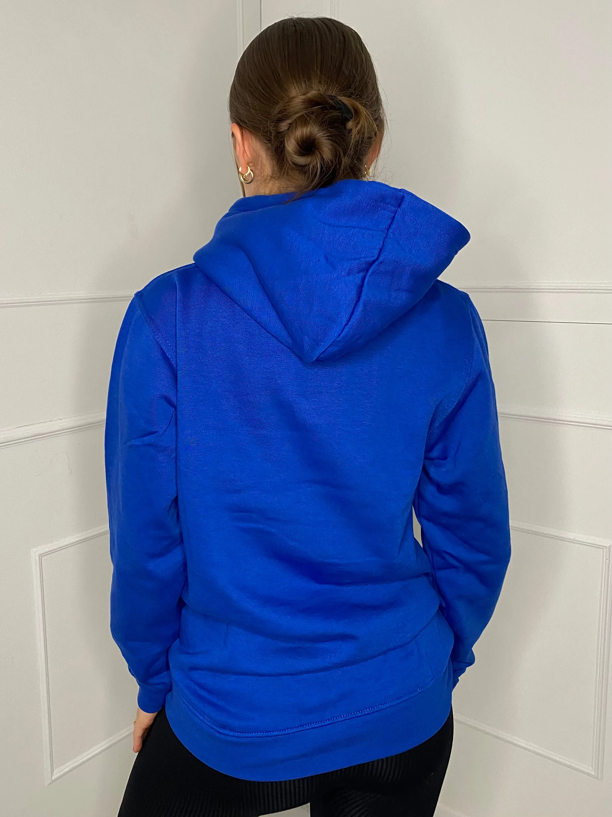 Obsessed Teddy Print Hoodie - Royal Blue