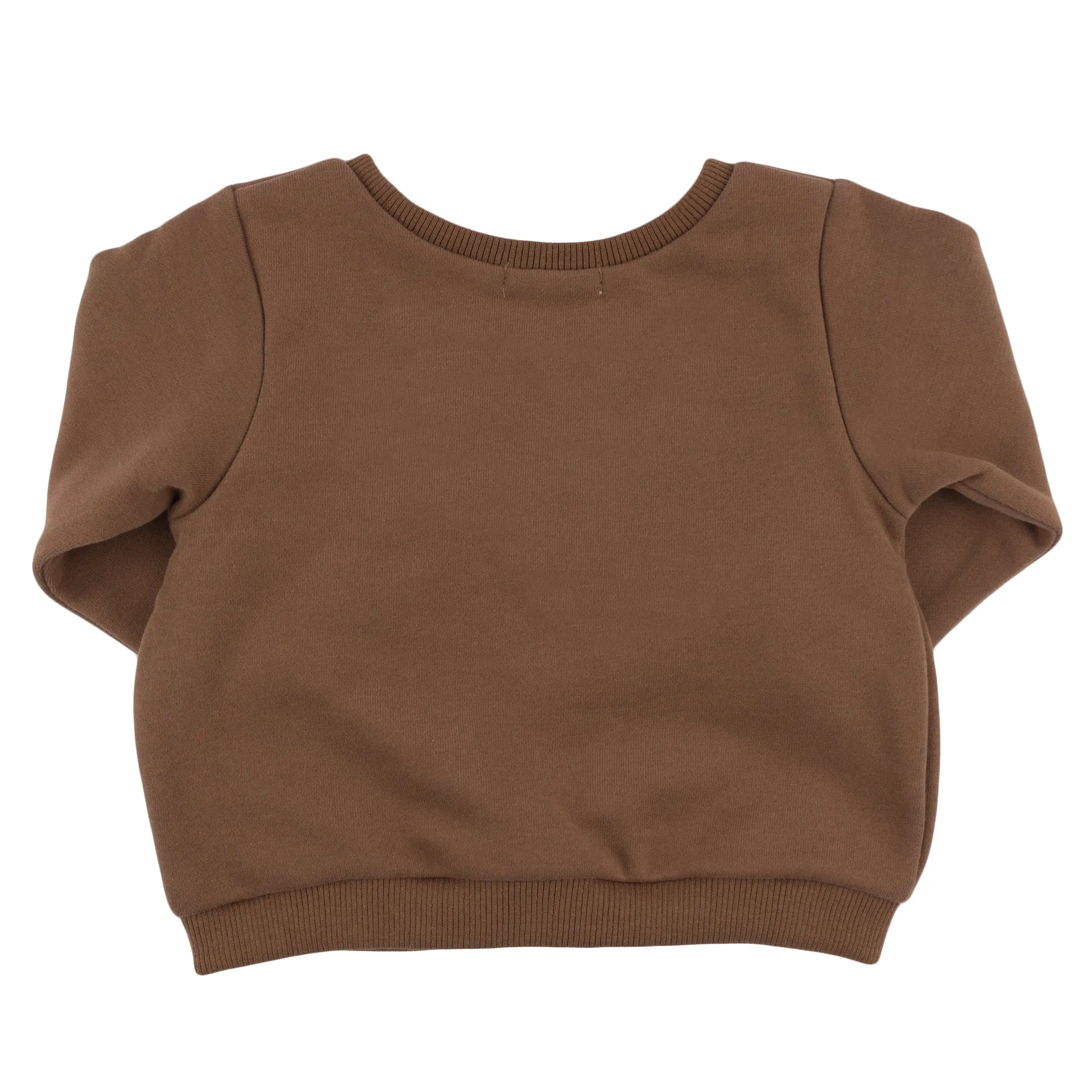 oh baby! Brooklyn Boxy Sweatshirt - Teddy Bear Face Applique - Chocolate