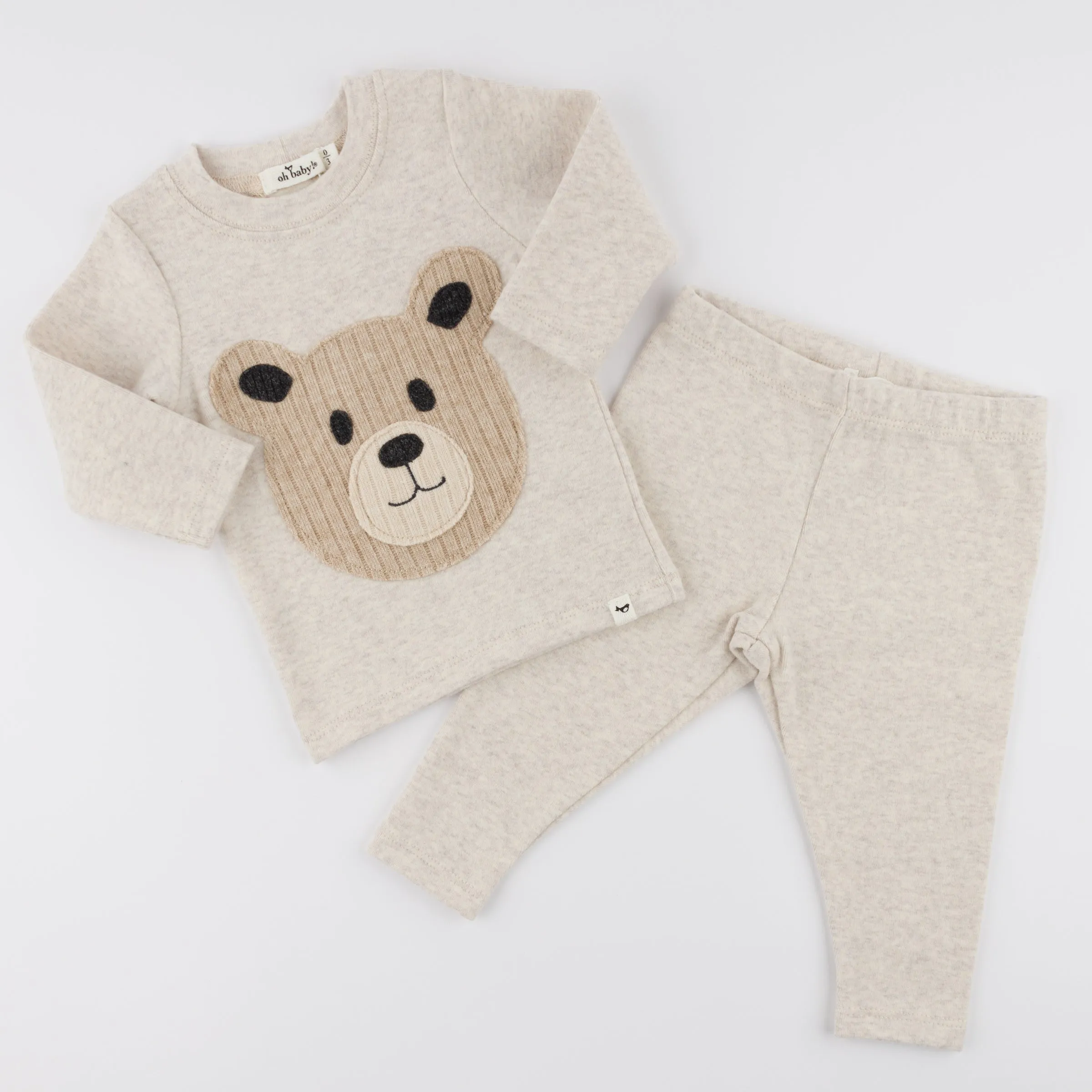 oh baby! Two Piece Set - Round Teddy Bear Face - Malt