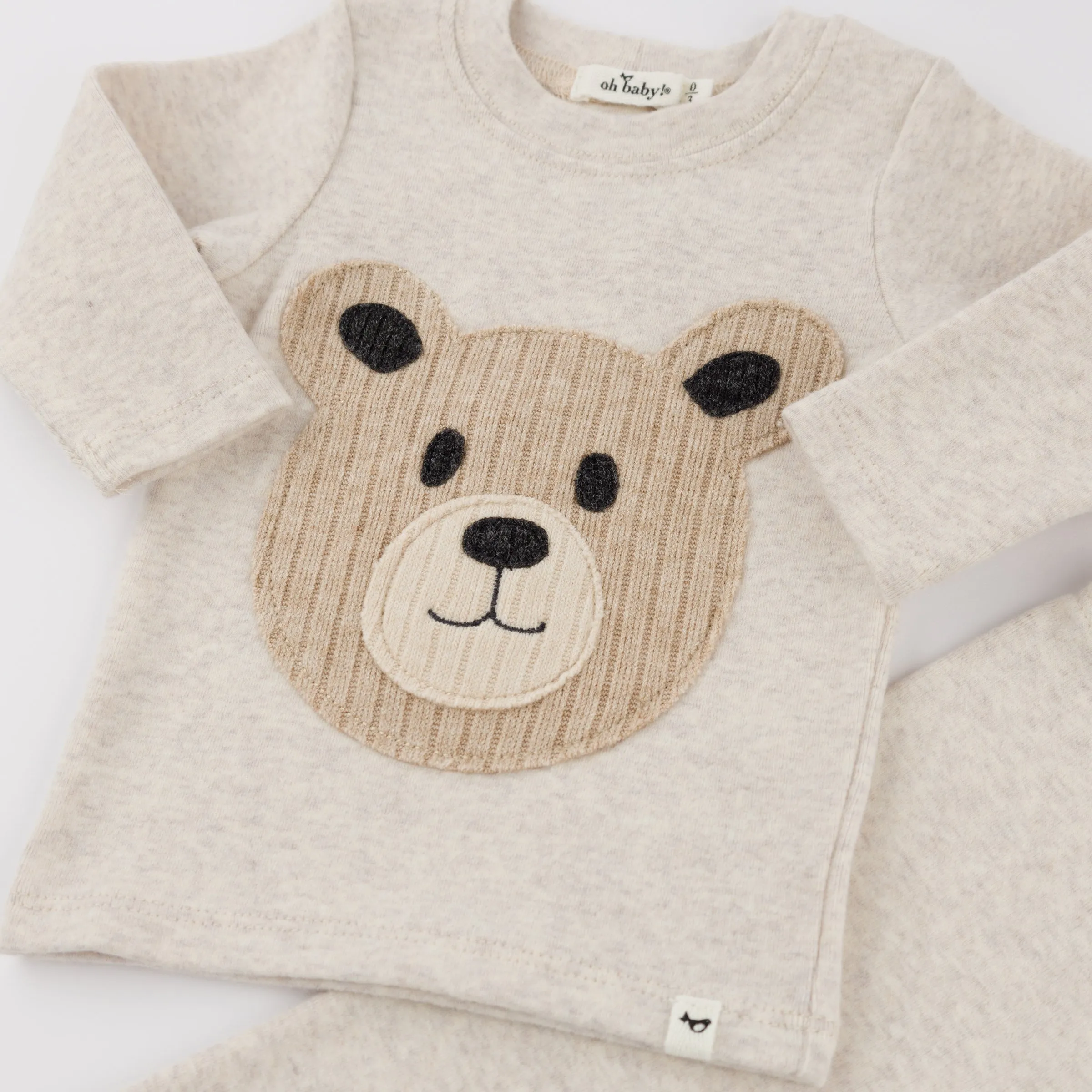 oh baby! Two Piece Set - Round Teddy Bear Face - Malt