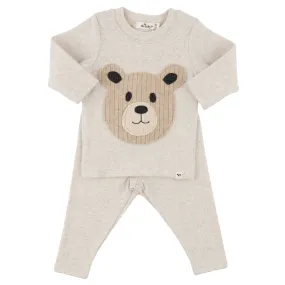 oh baby! Two Piece Set - Round Teddy Bear Face - Malt