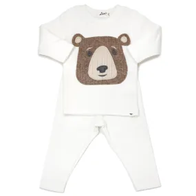 oh baby! Two Piece Set - Teddy Bear Face - Cream