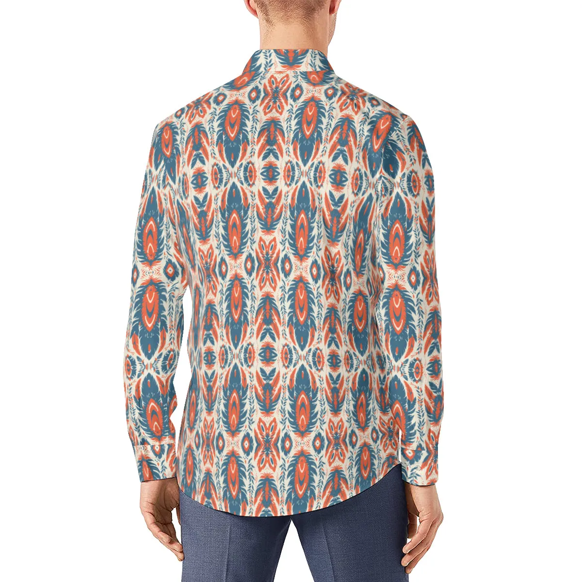 Orange Blue Western Shirt, Western Aztec Shirt, Aztec Graphic Shirt, Aztec patterns, Native American Shirt, Native American Style Shirt