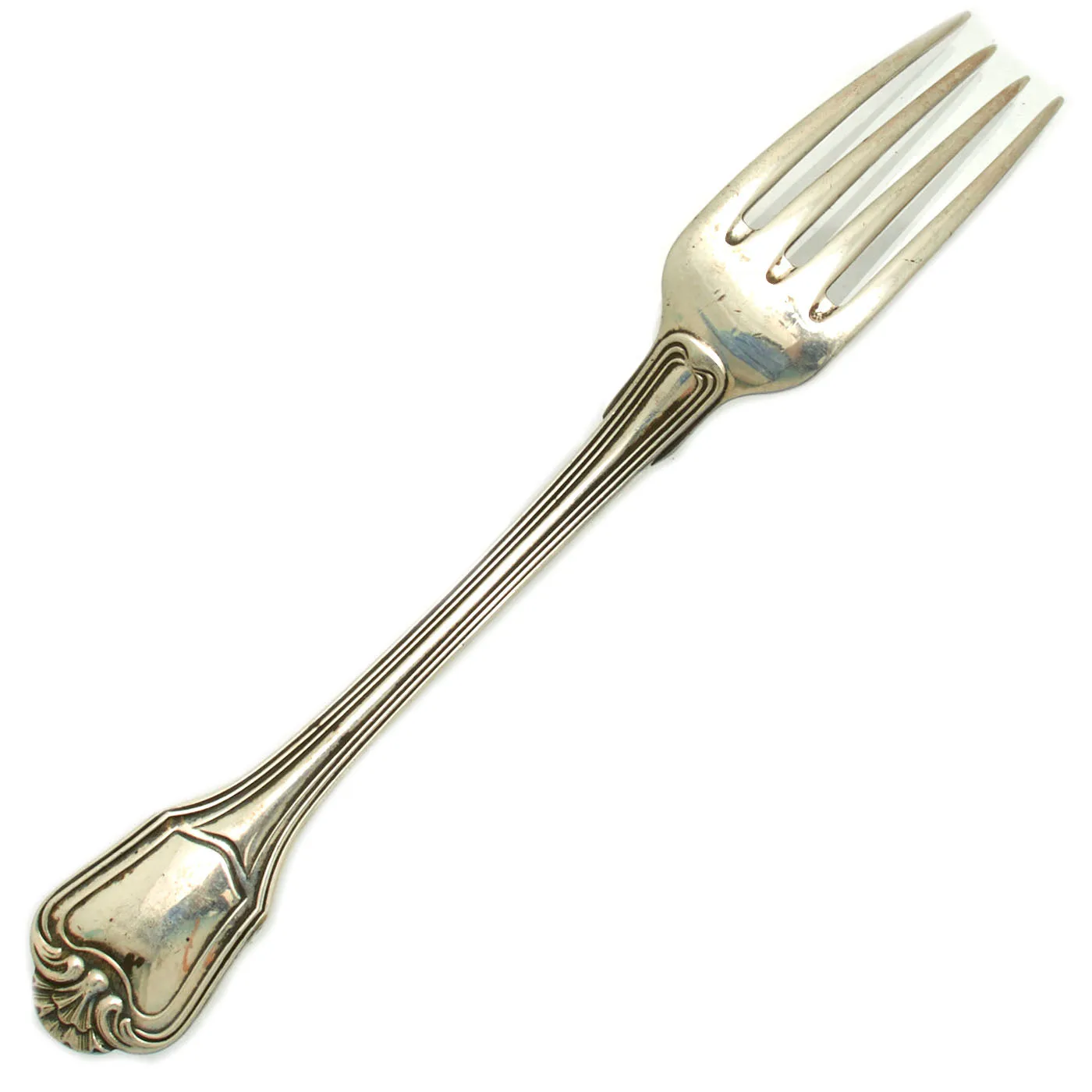 Original Iraq War Saddam Hussein Silver Plated Formal Clam Shell Pattern Fork with Iraq Coat of Arms - Manufactured by Christofle of France