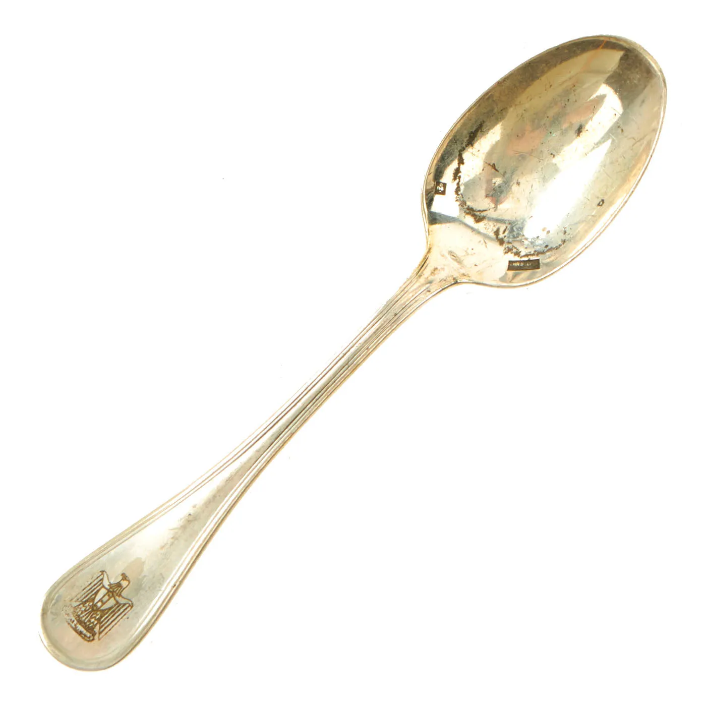 Original Iraq War Saddam Hussein Silver Plated Ice Cream Dessert Spoon with Iraq Coat of Arms - Manufactured by Christofle of France