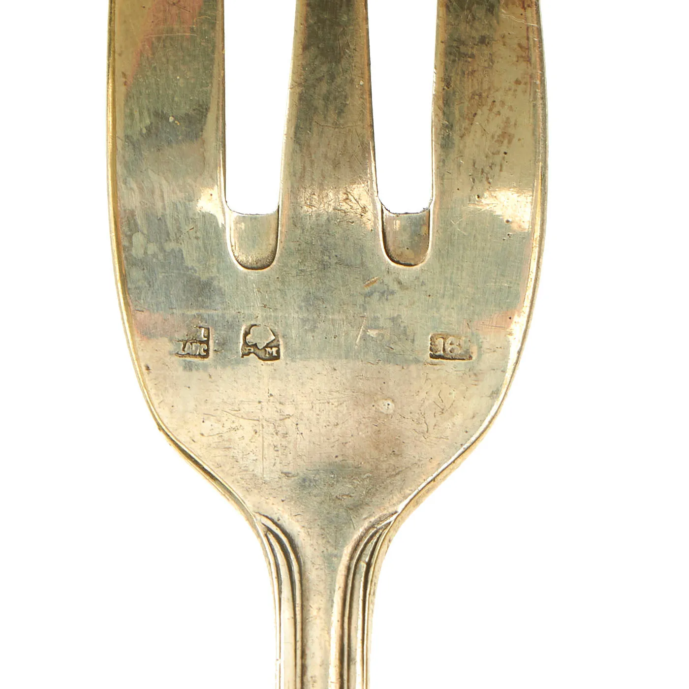 Original Iraq War Saddam Hussein Silver Plated Oval Pattern Dessert Fork with Iraq Coat of Arms - Manufactured by Christofle of France