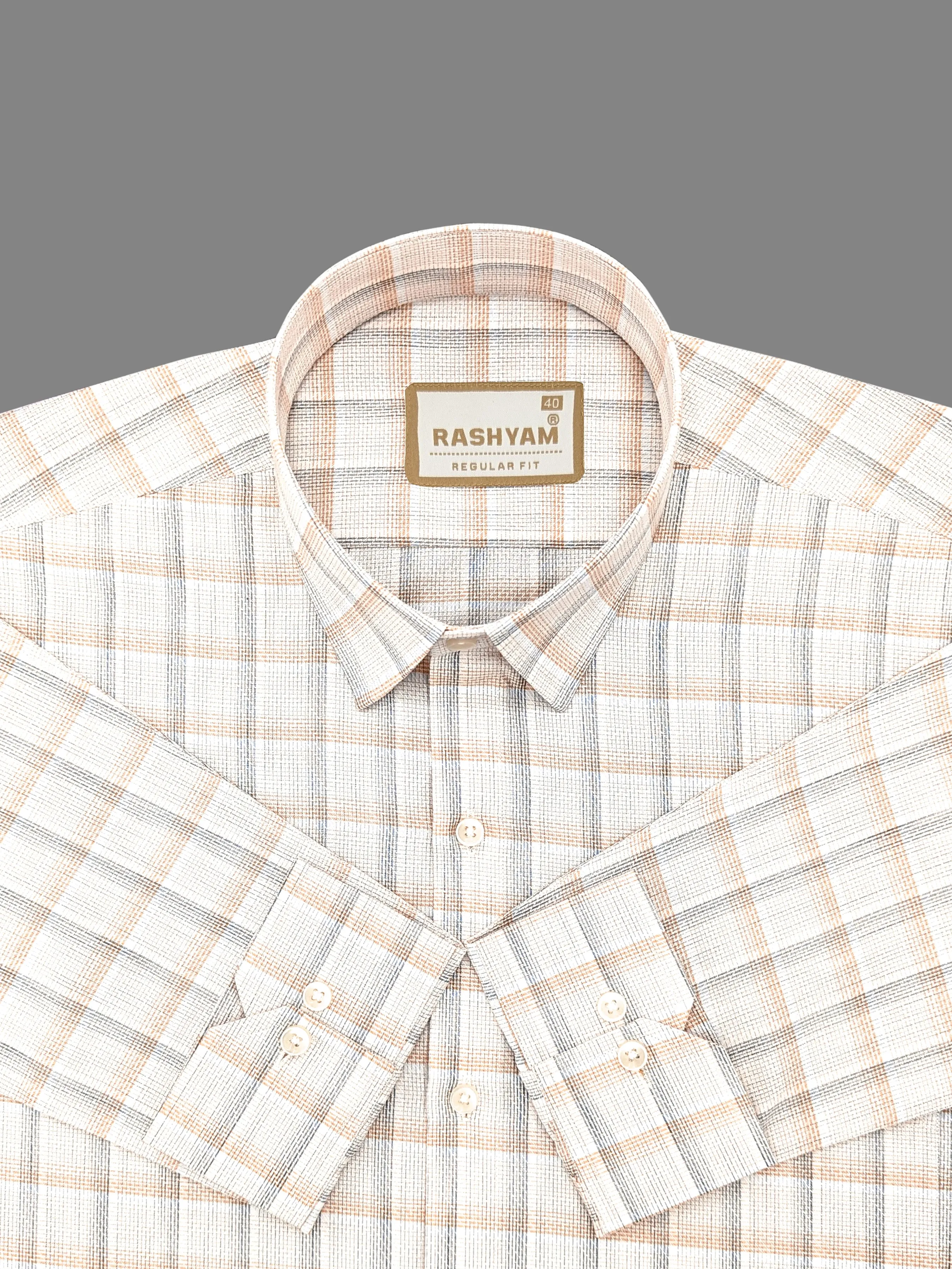 Otranto Reddish Orange Checks On White Premium Giza Cotton Formal Shirt