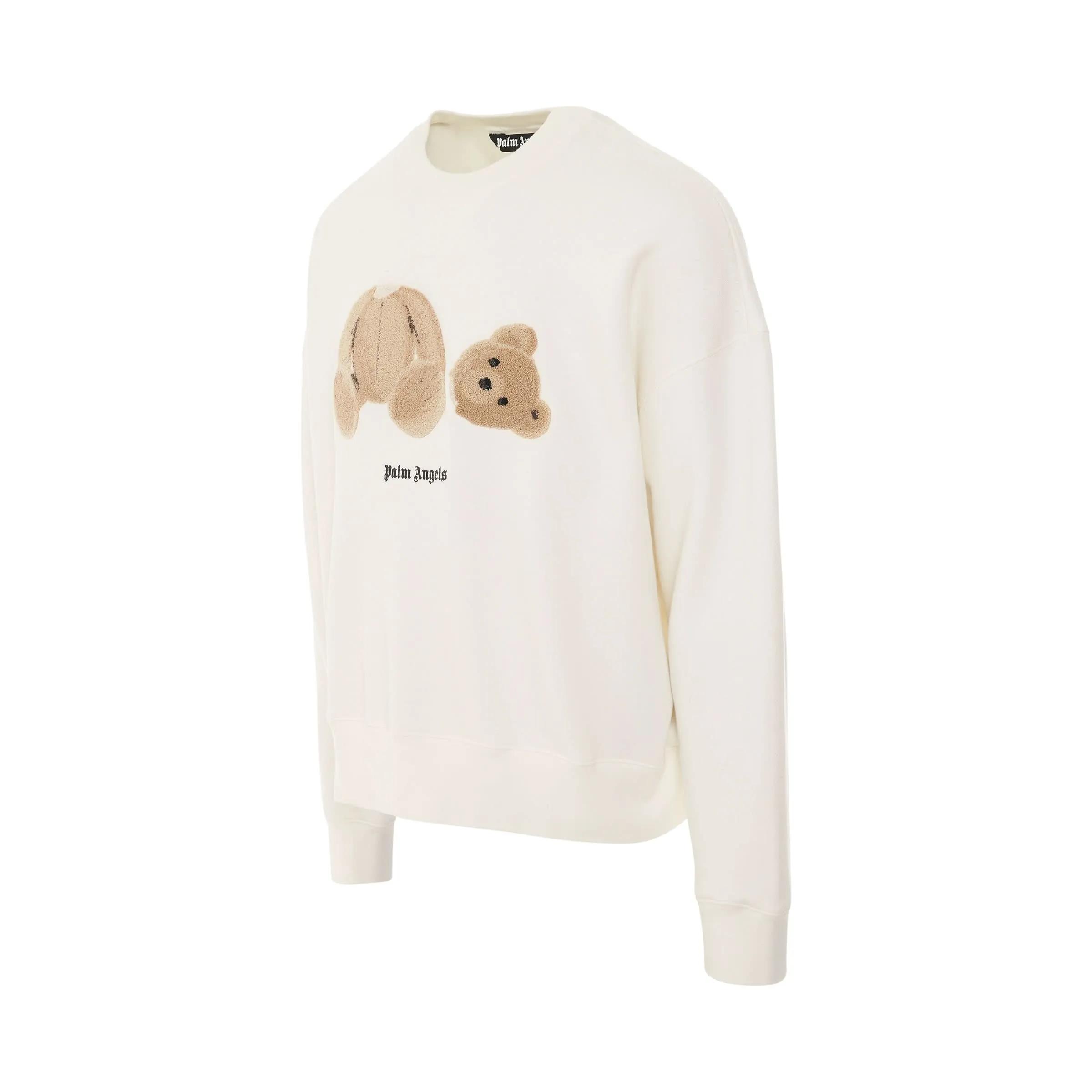 PA Bear Crew Neck Sweatshirt in Off White/Brown