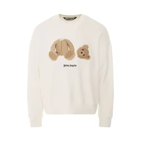 PA Bear Crew Neck Sweatshirt in Off White/Brown