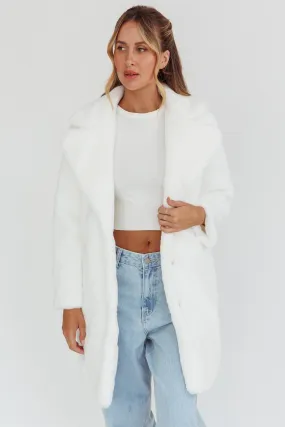 Perceptions Longline Faux Fur Coat White