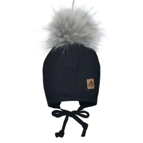 Perlimpinpin Tuque with Ears and Pompom - Black