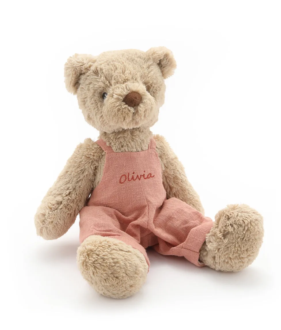 Personalised Bear - Mrs Honey Bear Pink Overalls