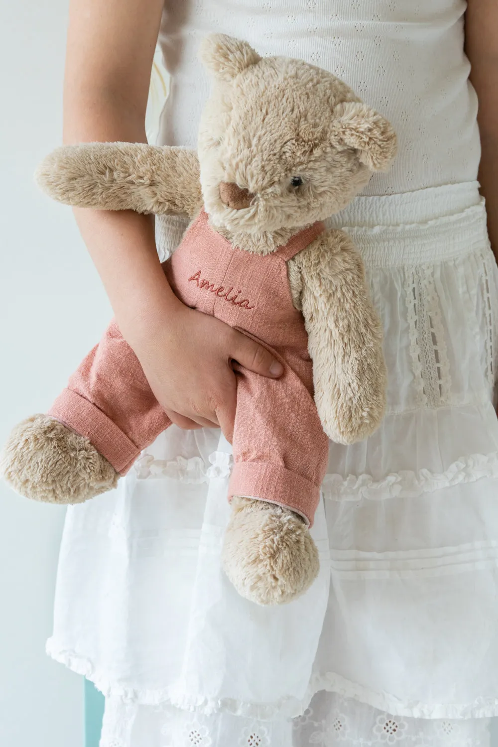 Personalised Bear - Mrs Honey Bear Pink Overalls