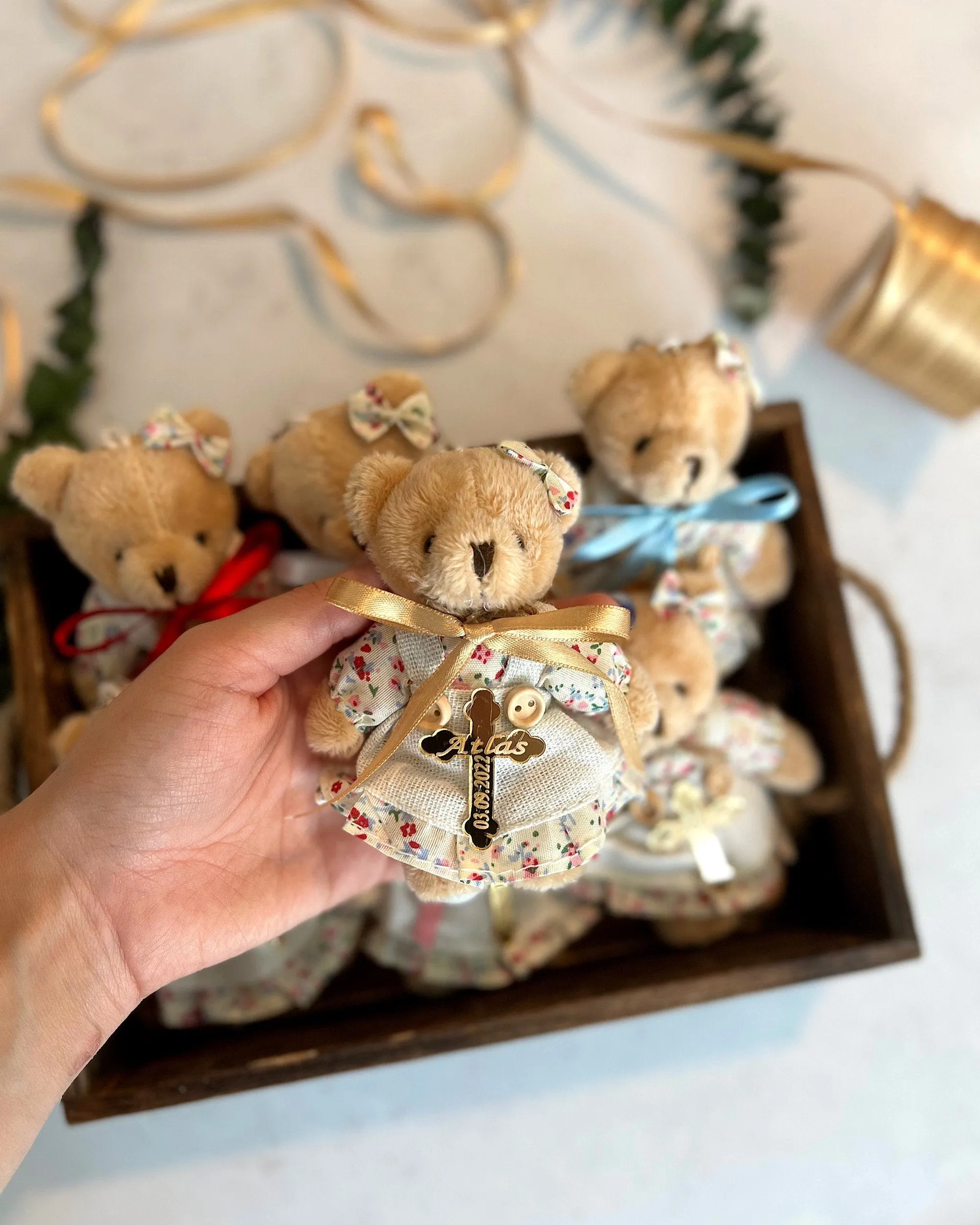 Personalized Baptism Favors, Christening Favors, Girl Baby Showers Idea, Teddy Bear Keychain Gifts, Teddy Bear 1st Birthday Favors