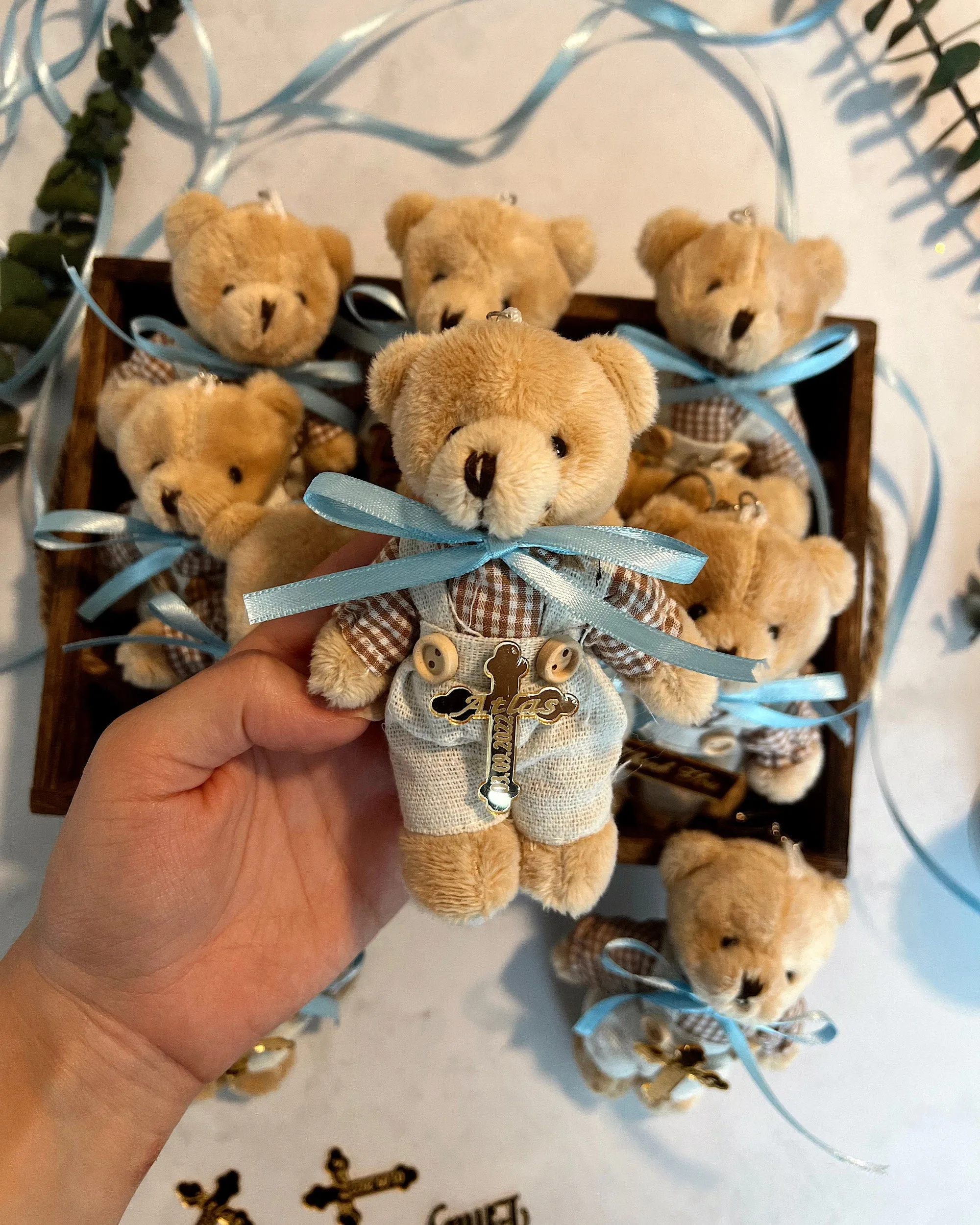 Personalized Baptism Favors, Christening Favors, Girl Baby Showers Idea, Teddy Bear Keychain Gifts, Teddy Bear 1st Birthday Favors