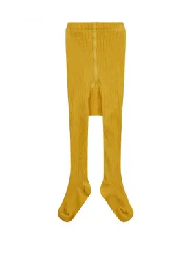 Piccalilly Mustard Ribbed Tights