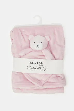 Pink Teddy Toy Blanket Set (2 Piece)