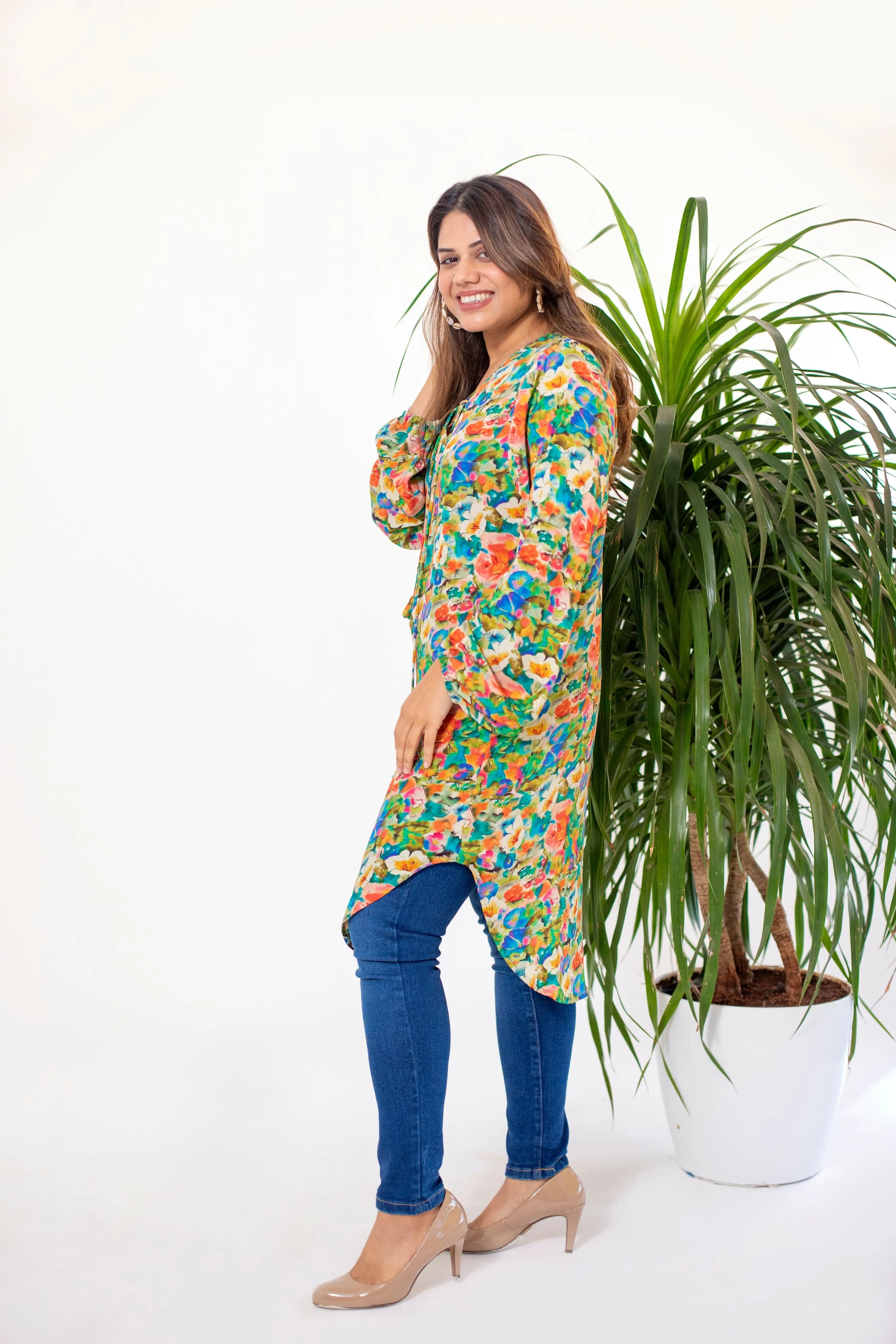 Pistachio Print Long Tunic