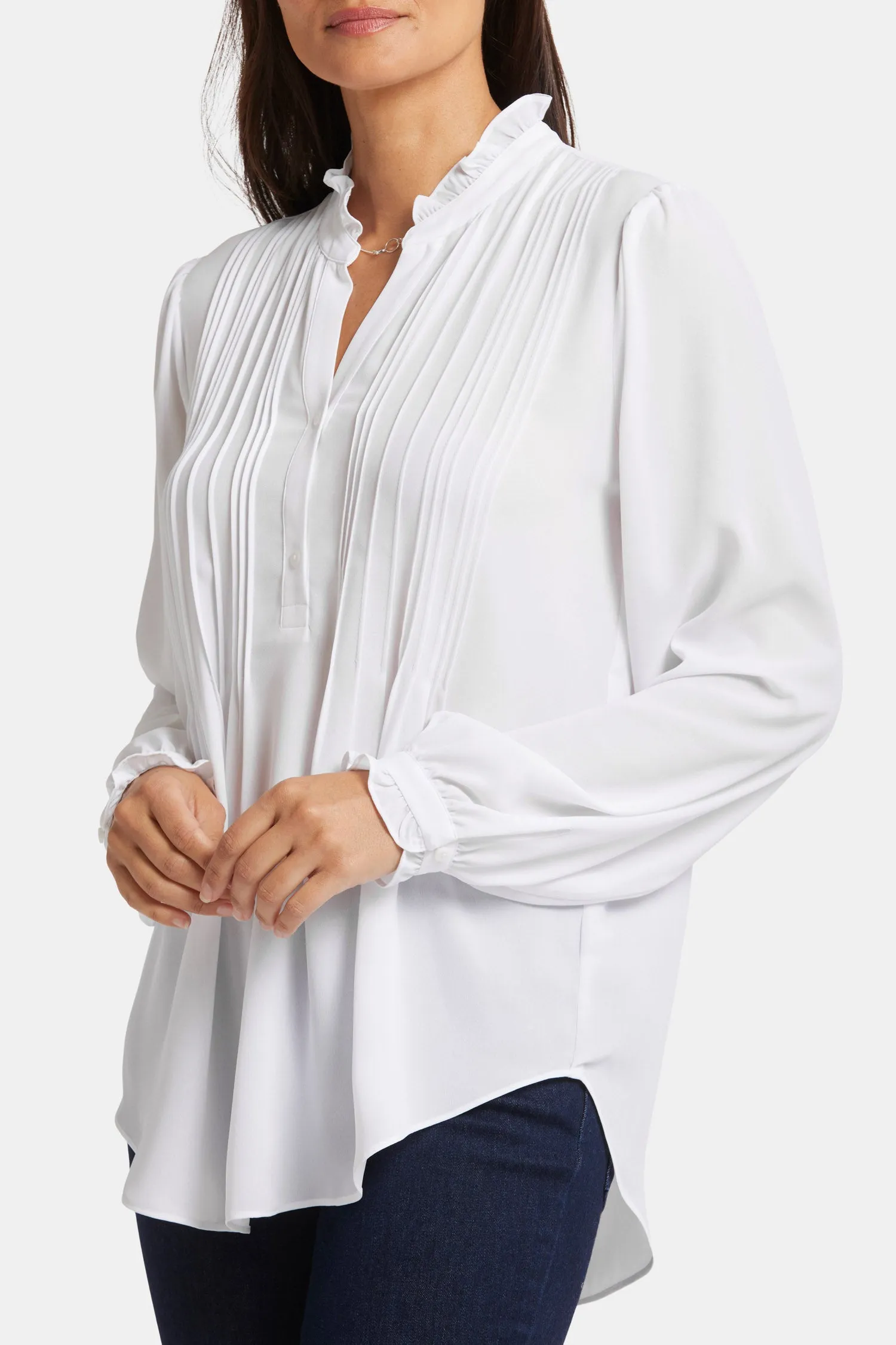 Pleated Front Tunic - Optic White