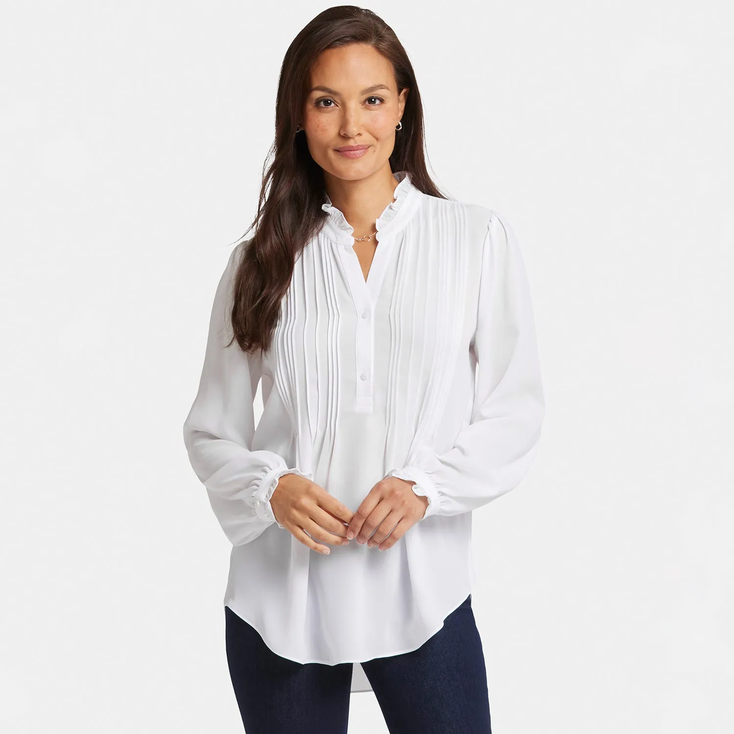 Pleated Front Tunic - Optic White