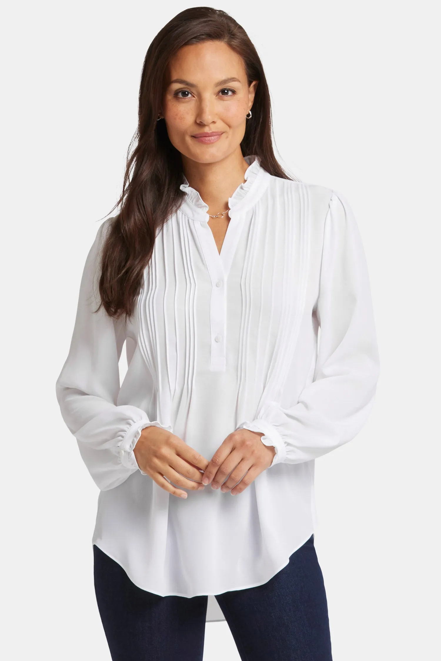 Pleated Front Tunic - Optic White