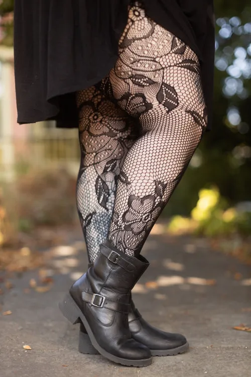 Plus Size Florals in Bloom Net Tights