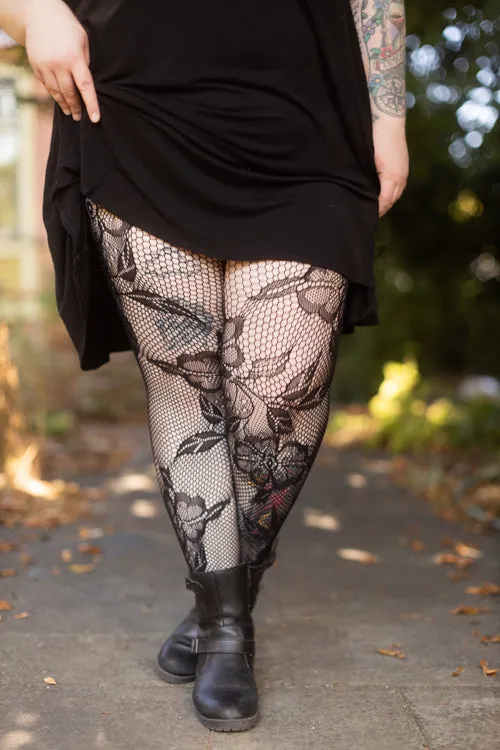 Plus Size Florals in Bloom Net Tights