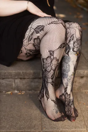 Plus Size Florals in Bloom Net Tights