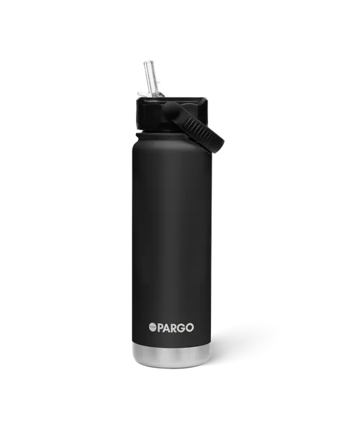 Project Pargo 750mL Insulated Bottle w/ Straw Lid - Midnight Black