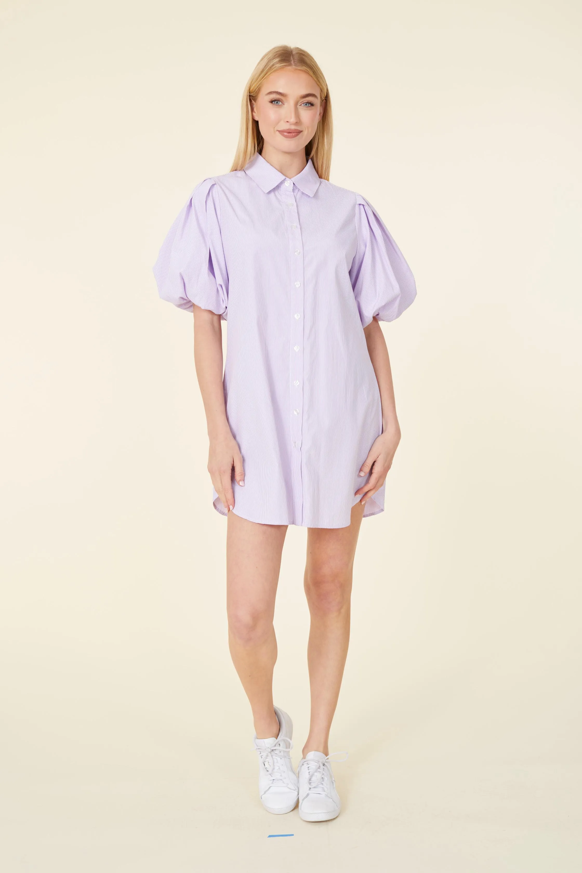 Puff Sleeve Stripe Tunic Dress