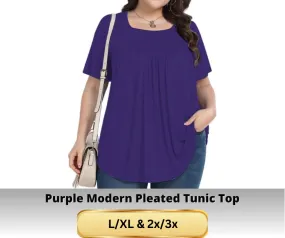 Purple Pleated Tunic Top