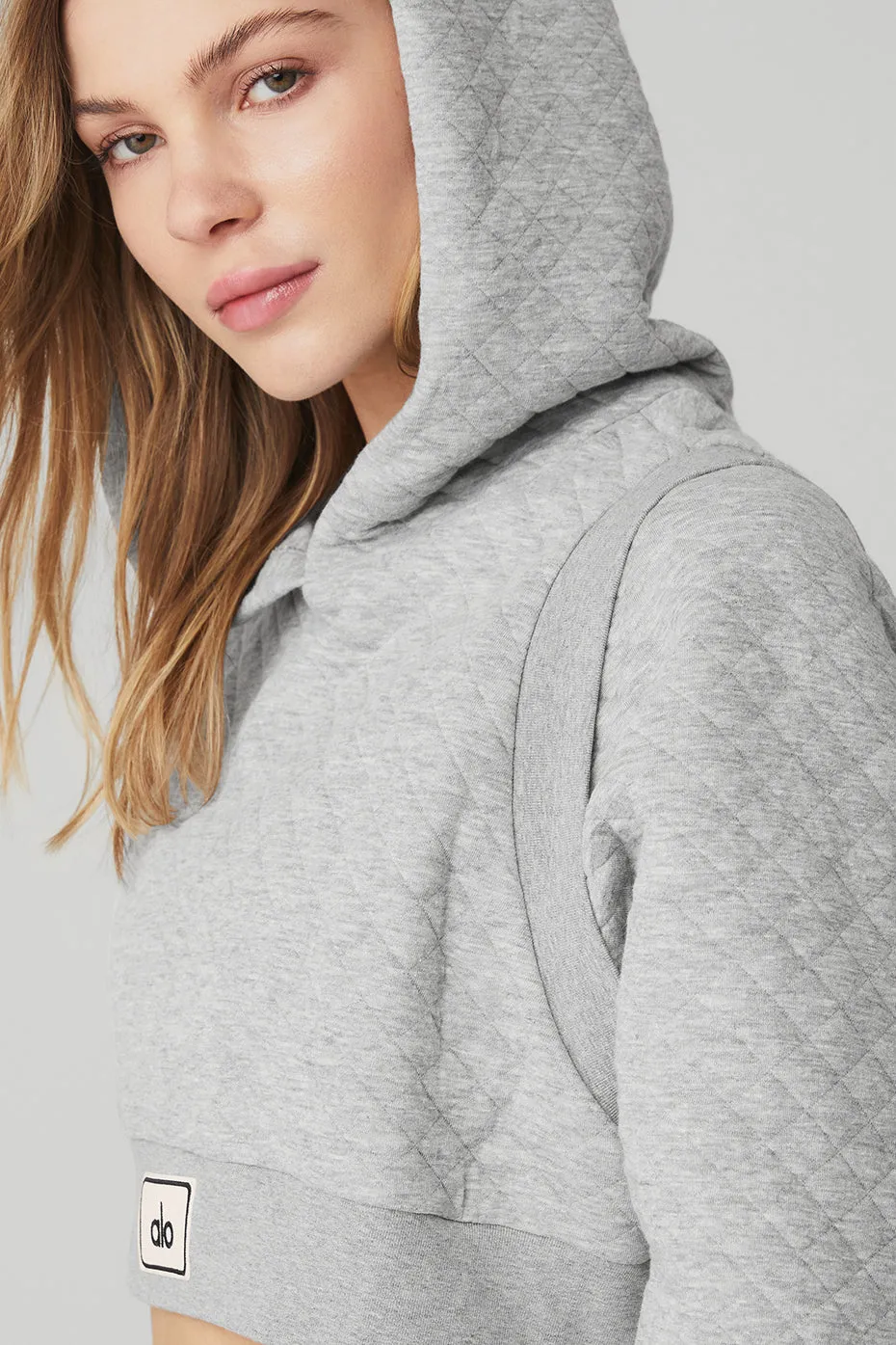 Quilted Cropped Arena Hoodie - Athletic Heather Grey