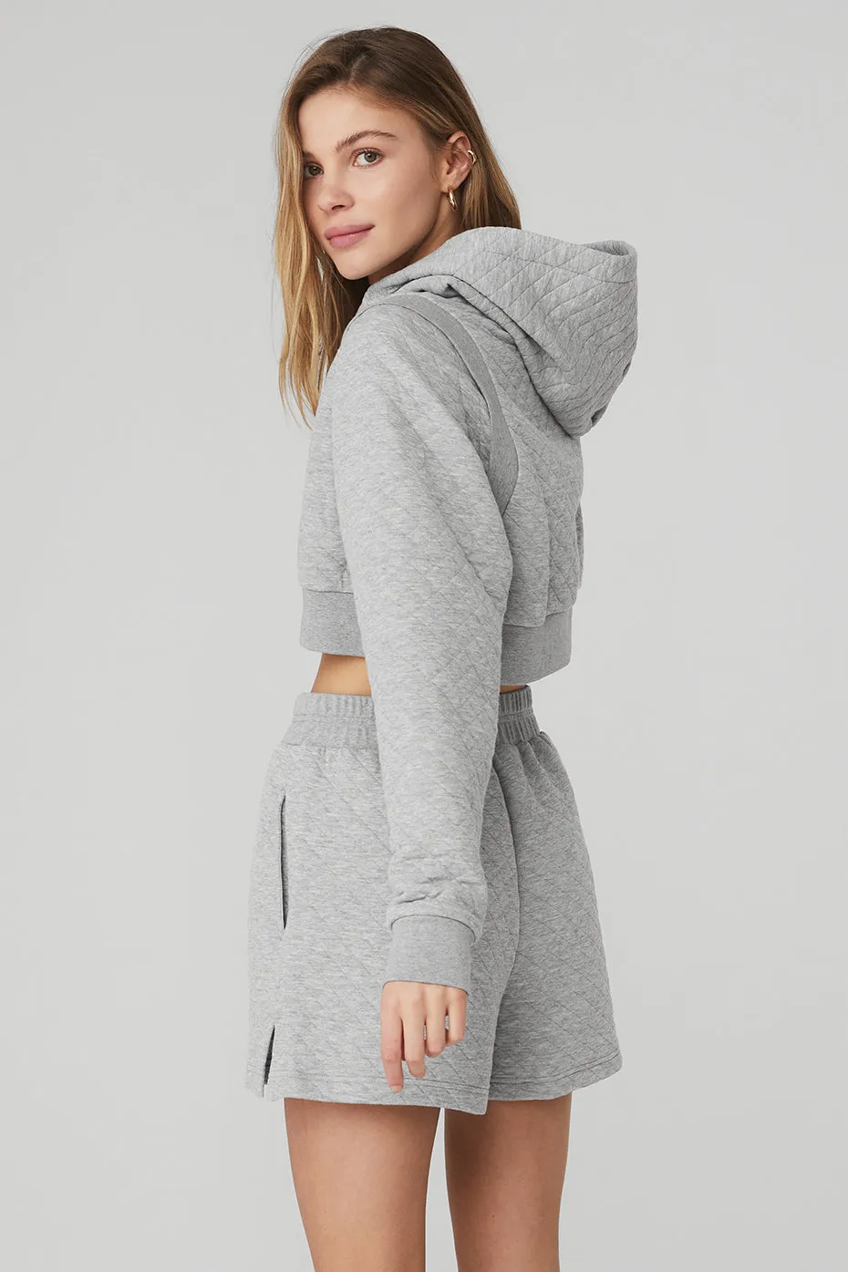 Quilted Cropped Arena Hoodie - Athletic Heather Grey