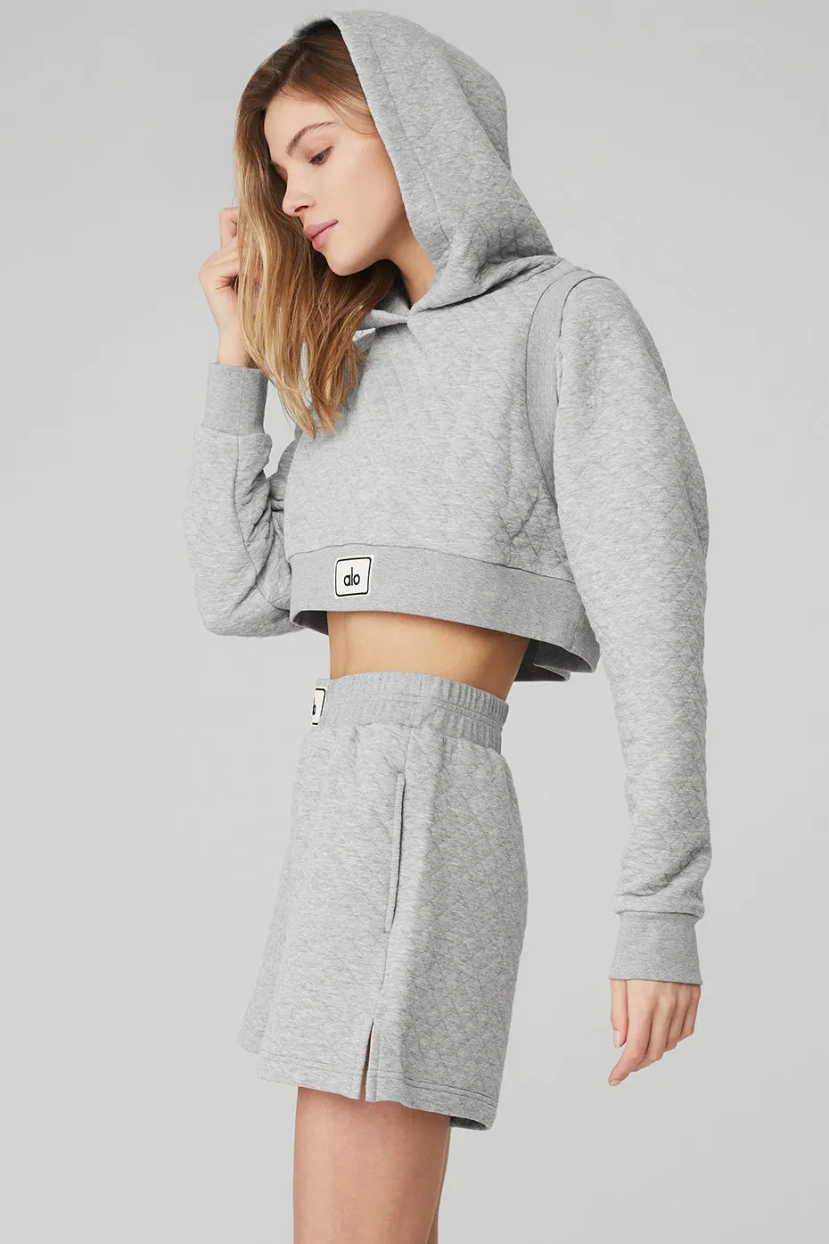 Quilted Cropped Arena Hoodie - Athletic Heather Grey