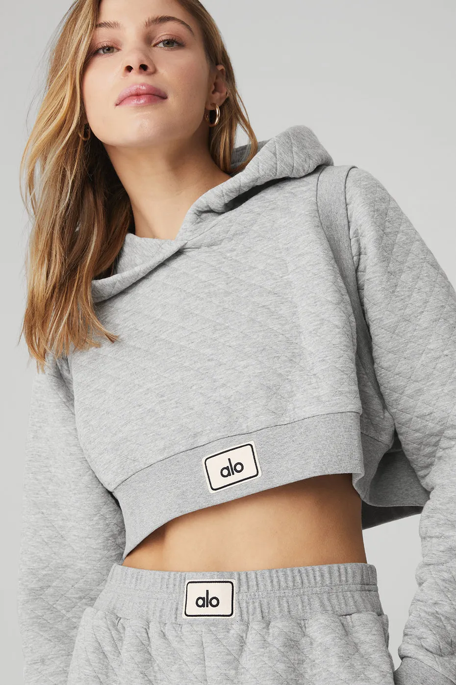 Quilted Cropped Arena Hoodie - Athletic Heather Grey