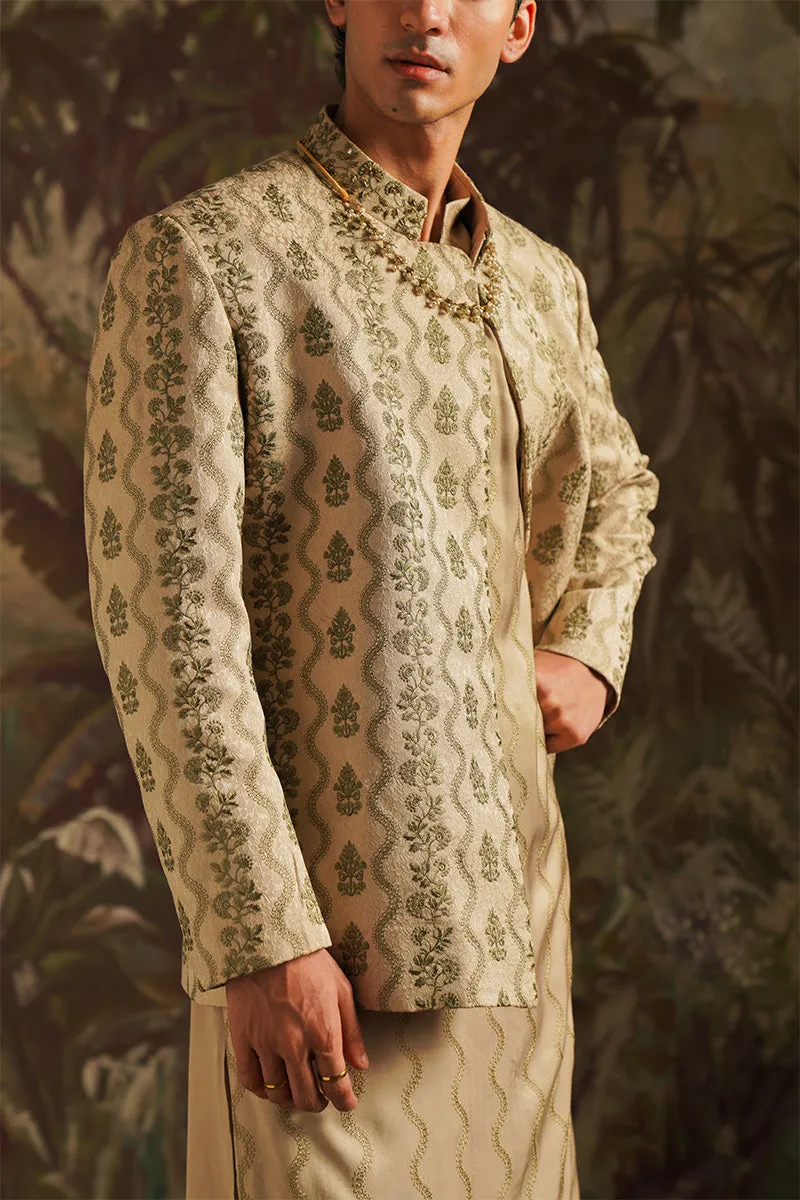 "Wasif" Beige Embroidered Bandhgala Jacket