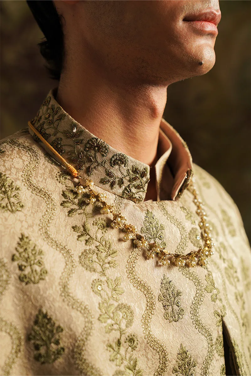 "Wasif" Beige Embroidered Bandhgala Jacket