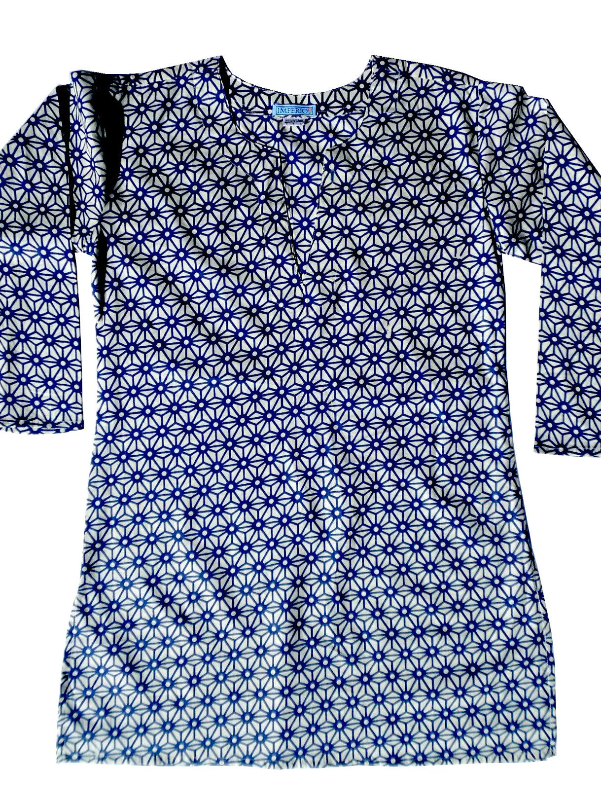 Raja Cotton Tunic Navy Cream Temari Block