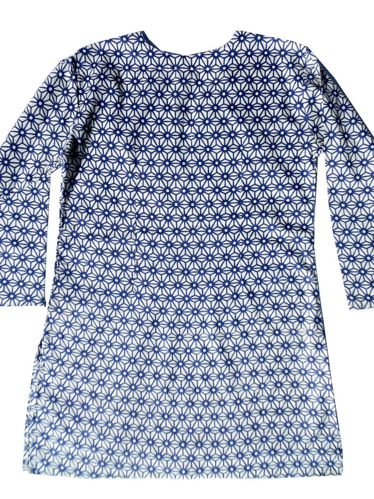 Raja Cotton Tunic Navy Cream Temari Block