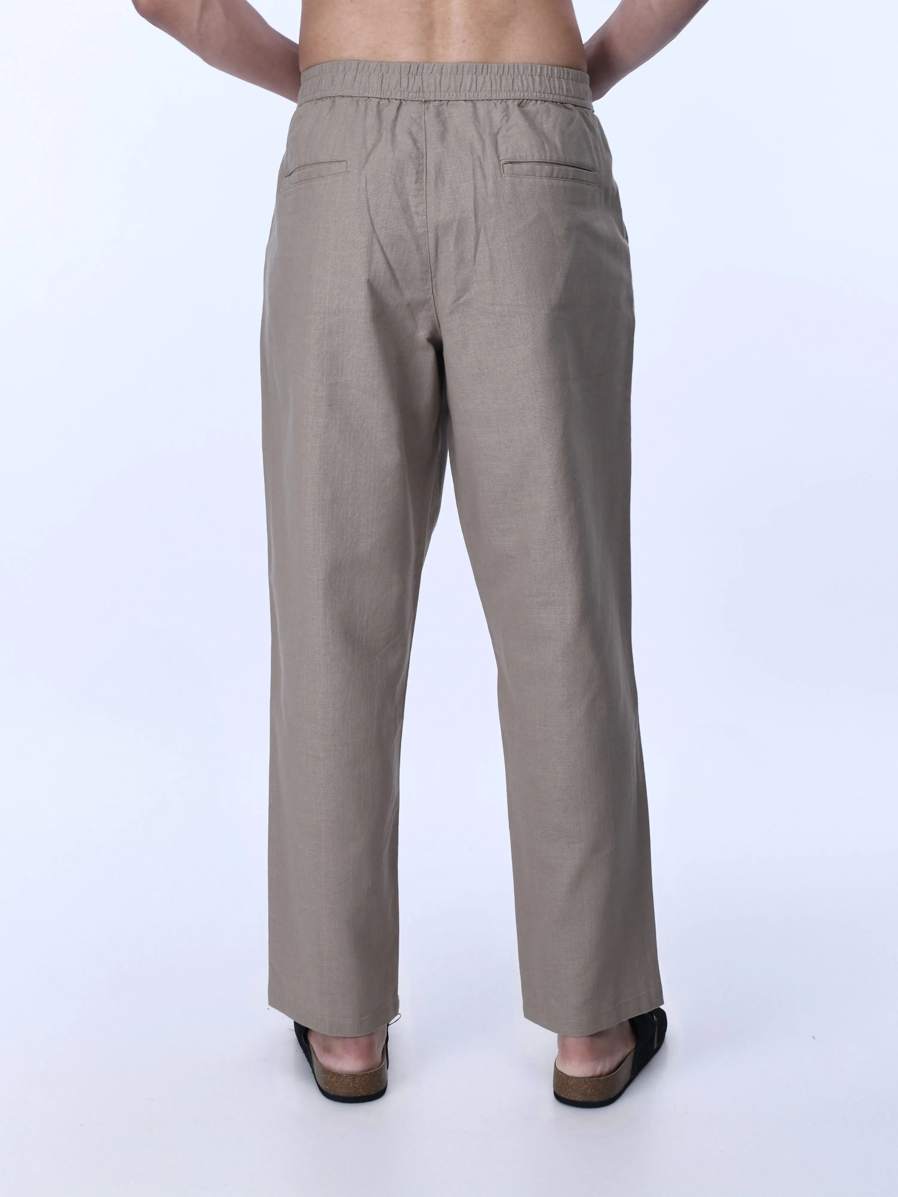 Raw Slub Relaxed Beige Flexiwaist Pants